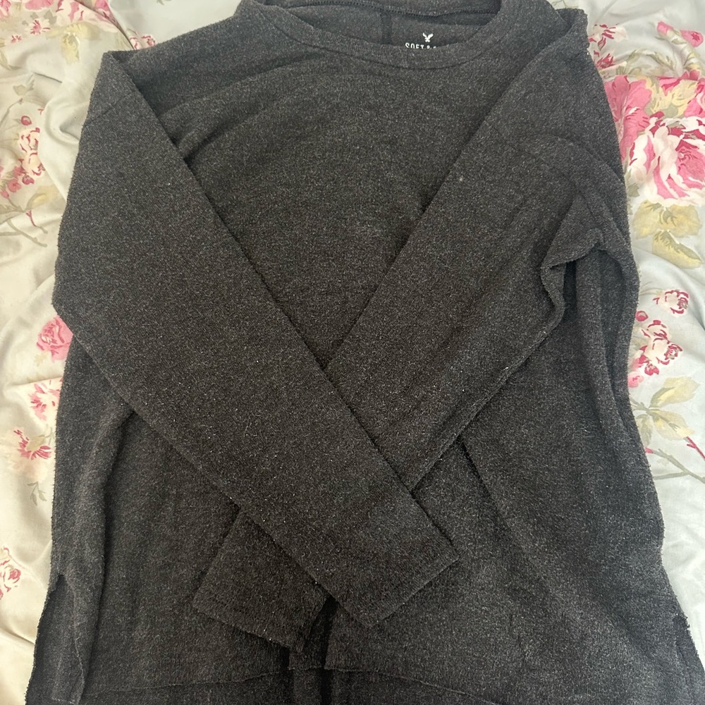 American Eagle Outfitters Gray Crewneck Sweater Knit